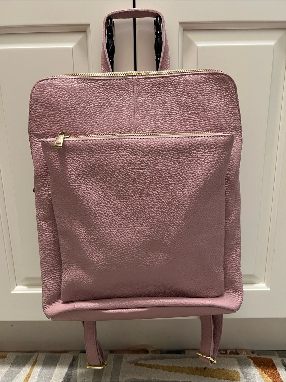 Soft Pink Pebbled Leather Backpack Tote Made in Italy - Women Bags